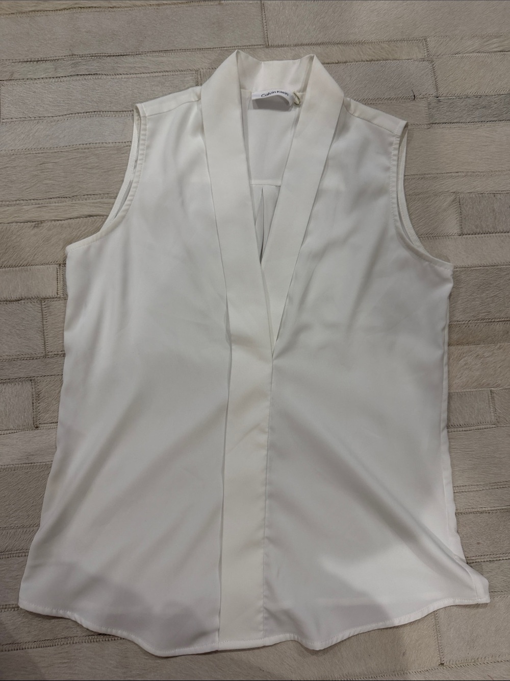 Calvin Klein Cream Sleeveless V-Neck Top